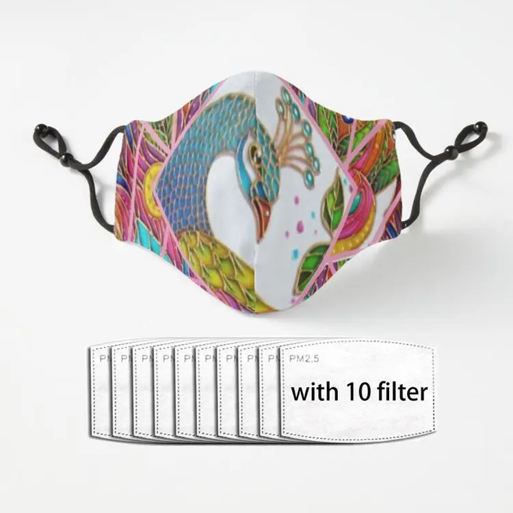 

Colorful Paisley Peacock Rainbow Bird Adult Mouth Mask Men Women Anti Dust Face Mouth Mask Washable Reusable Breathable Mask