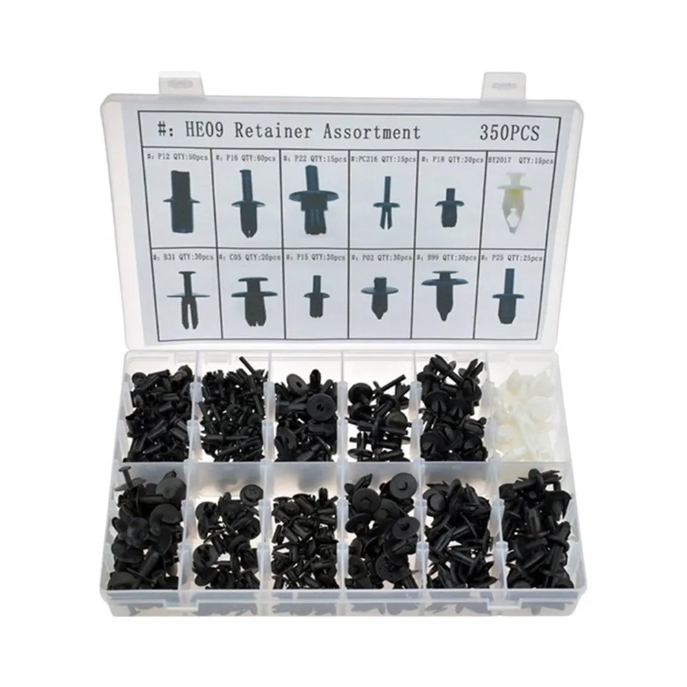 

350PCS Plastic Rivets Fastener Bumper Push Pin Clips With Remover Tool Auto Fastener Kit Auto Clip Assortment