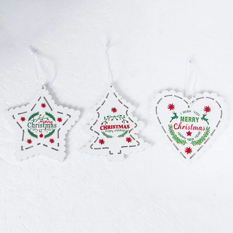 Олень Санта Клаус Снежинка из натурального дерева рождественские украшения