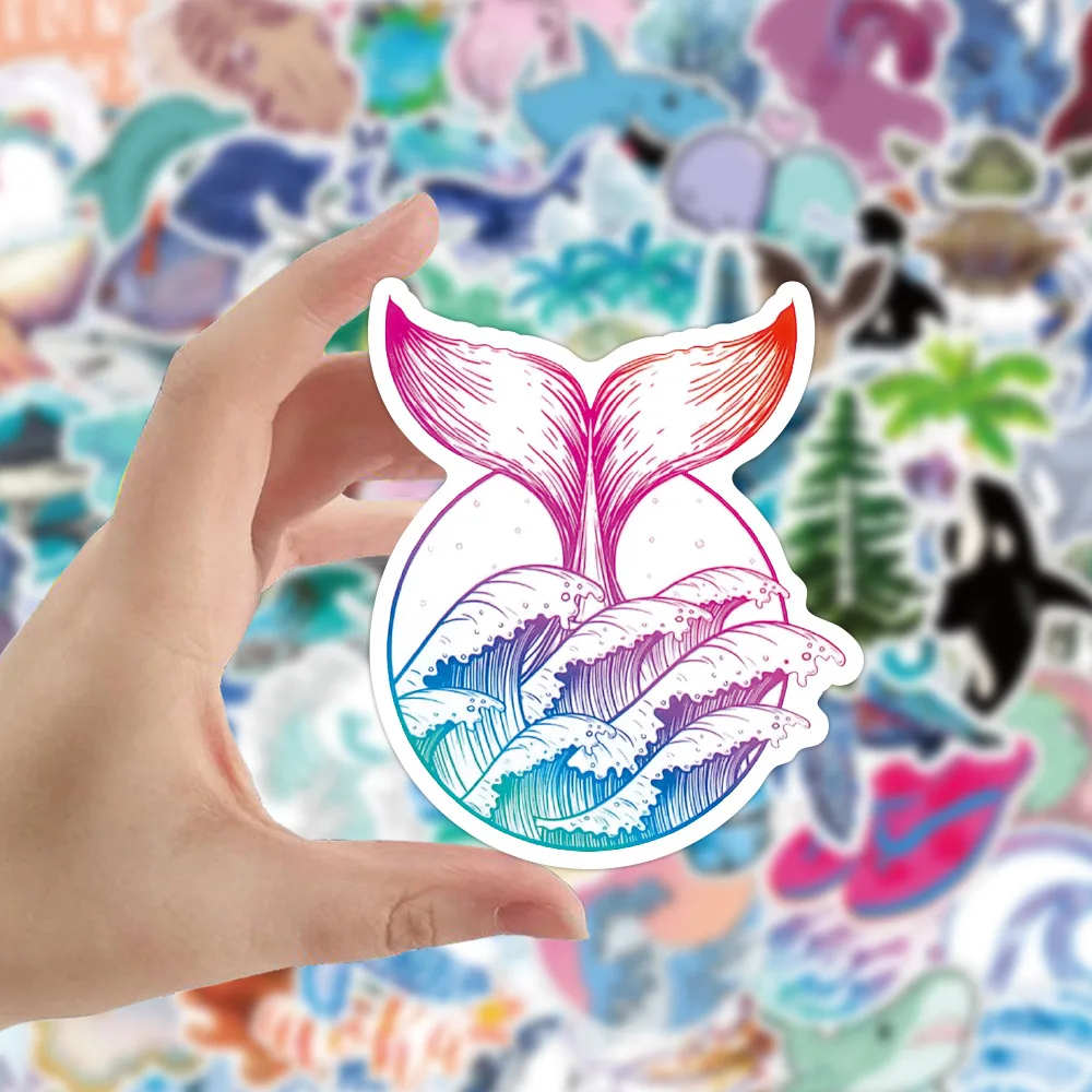 Pegatinas impermeables de animales marinos, decoraci&oacute;n personalizada de equipaje, port&aacute;til, refrigerador, venta al por mayor, 10/30/50 Uds.-1