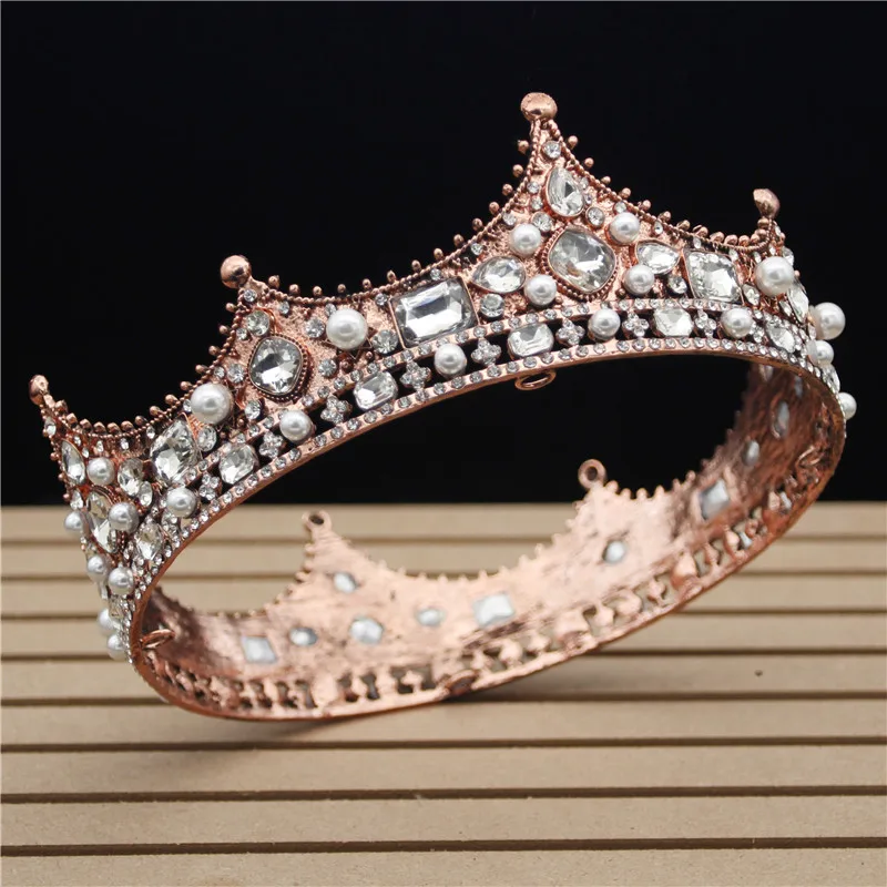 new glitter baroque diameter large crystal floral crown exquisite charming tiaras beauty pageant bride wedding hair accessories free global shipping