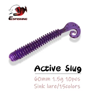 ESFISHING приманки для рыбалки, мягкие приманки, рыба, активные слизни 60 мм, 1,5 г, 10 шт., искусственные приманки, кренкбейт, Iscas, для морской рыбалки
