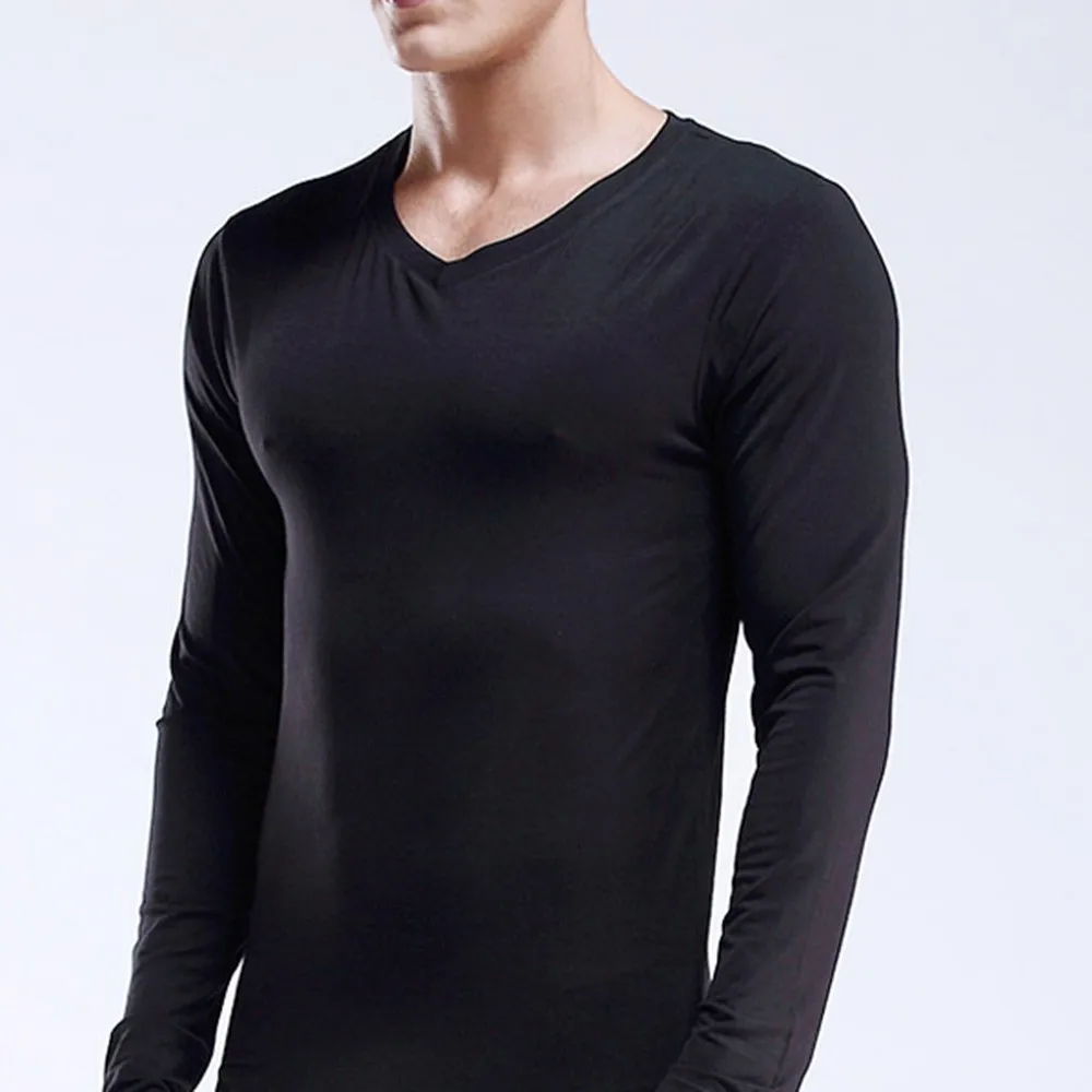 

Oversize Men Thin Thermal Underwear Shirt Dehumidify Breathable Long-Sleeved Bottoming Long Johns Home Top Pajamas 3XL