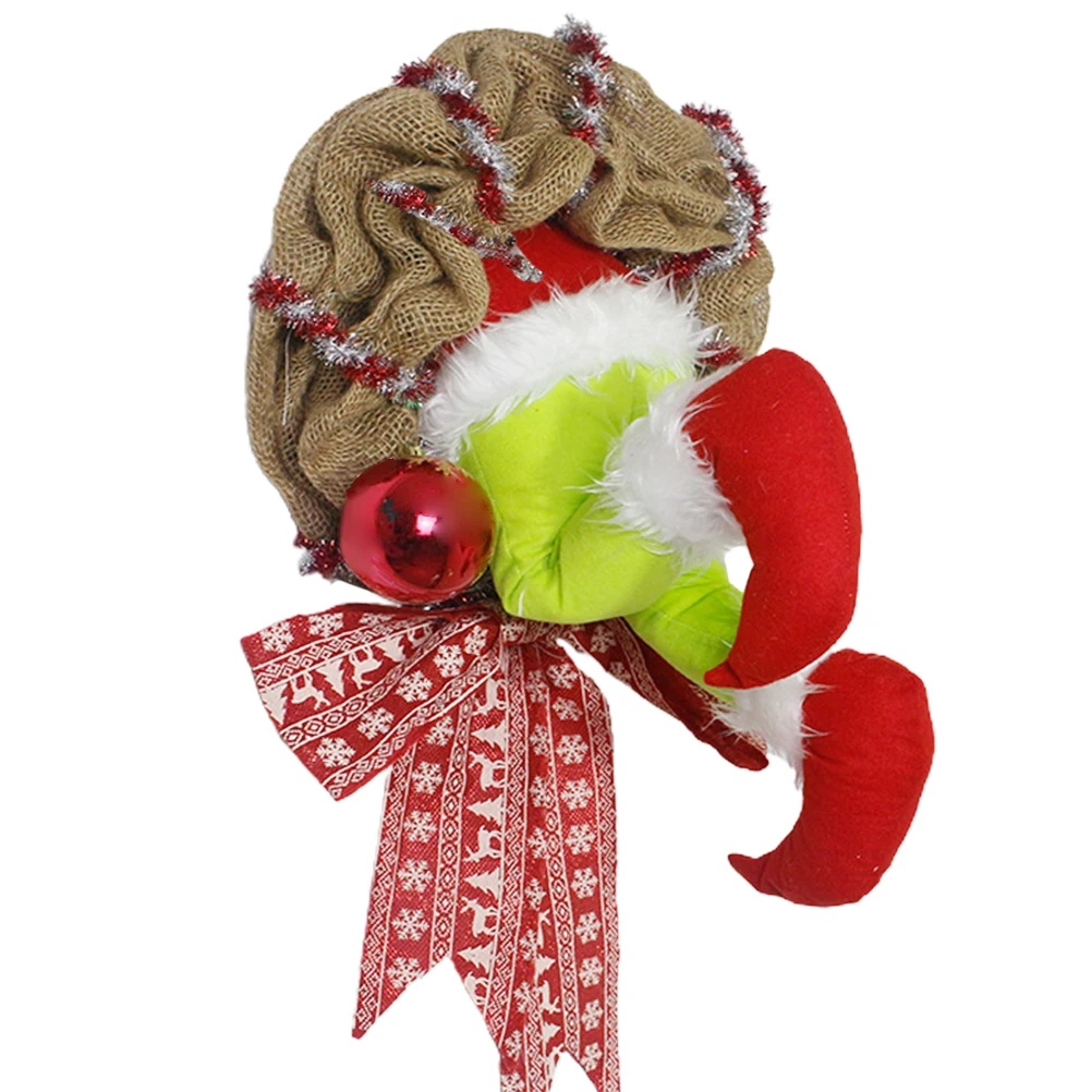 

Christmas Thief Stole Christmas Burlap Wreath Christmas Decorations Exquisite Santa Claus Wreath for Living Room Wall Window