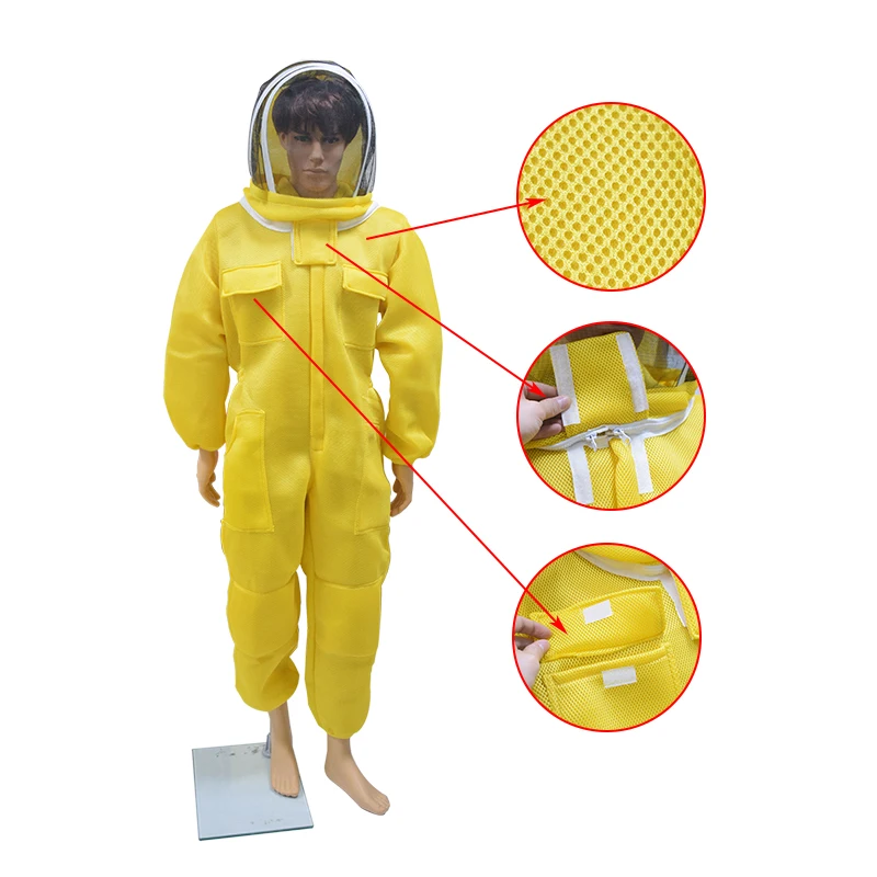 

Beekeeping Suit Professional Anti Bee Suit 3D Air Cotton Fabric Protective Clothing Bee Suit with Removable Hat Ventilated