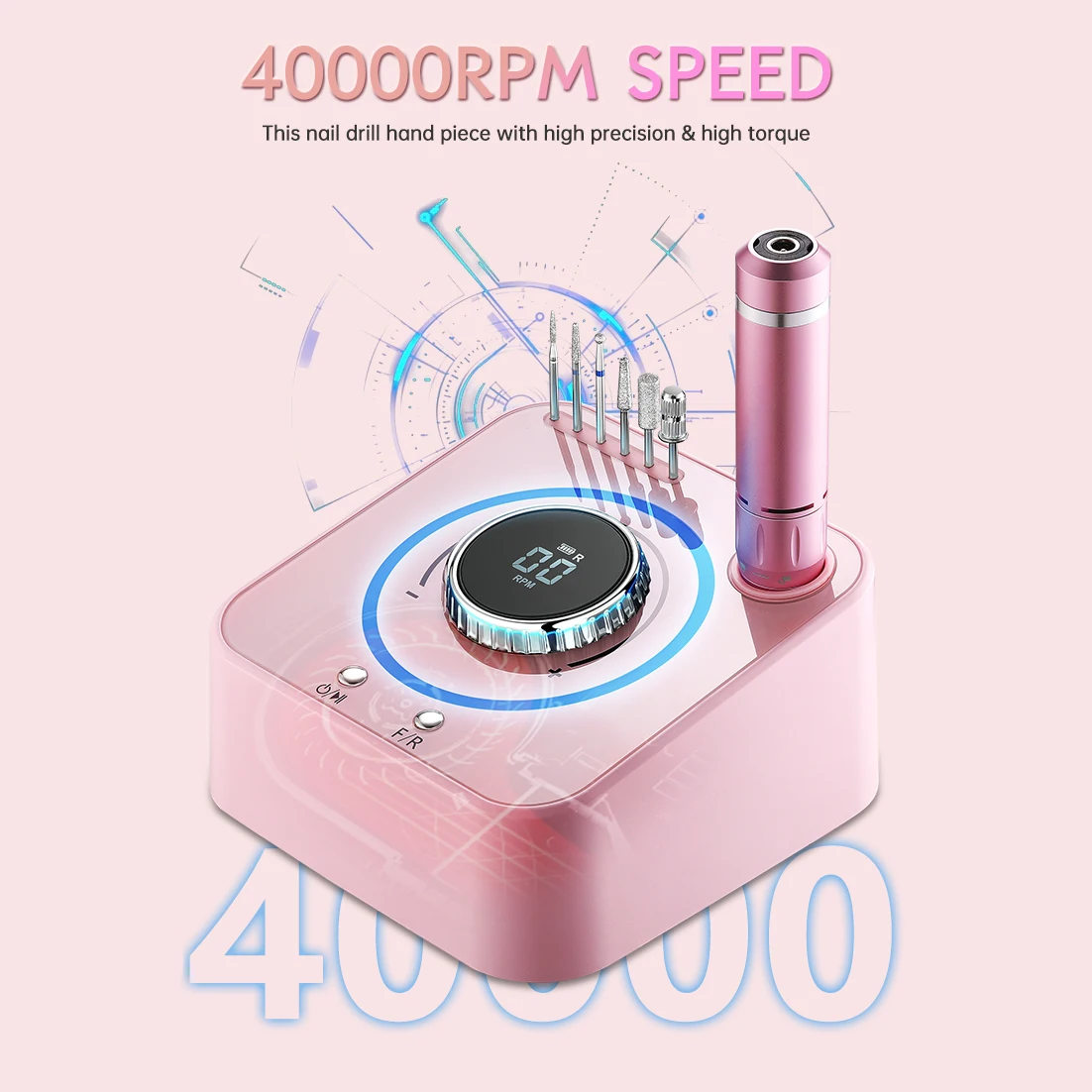 New 40000 RPM Nail Drill Manicure Machine With LCD Display Professional Pedicure Lathe With Memory Function Electric Nail File
