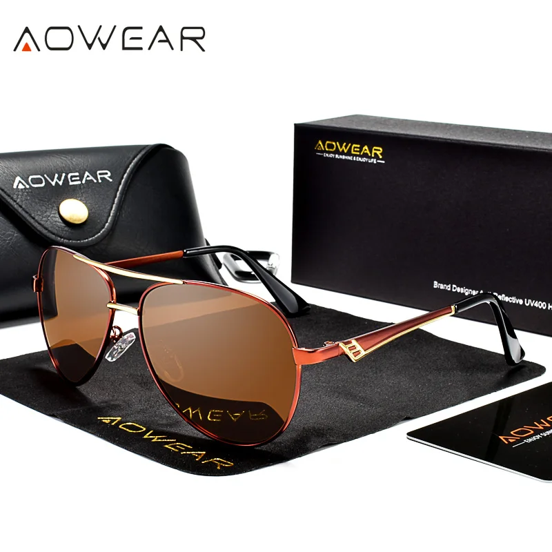 Мужские Солнцезащитные очки авиаторы AOWEAR роскошные брендовые дизайнерские