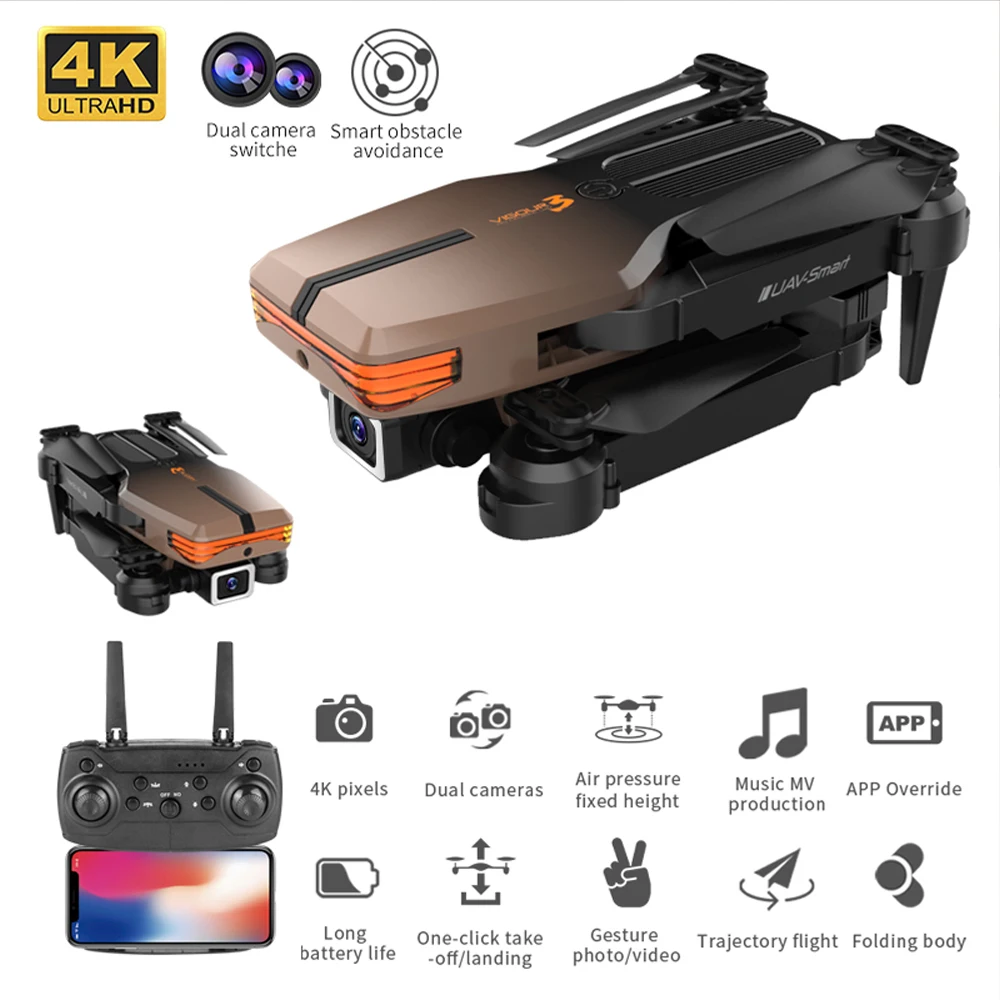 

2022NEW V3 Drone 4K HD Dual Camera WIFI FPV Foldable Obstacle Avoidance Professional Dron RC Quadcopter Helicopter Toys For Boys