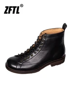 zftl mens boxing boots martins boots vintage brand customization man casual lace up handmade retro male ankle boots soft retro