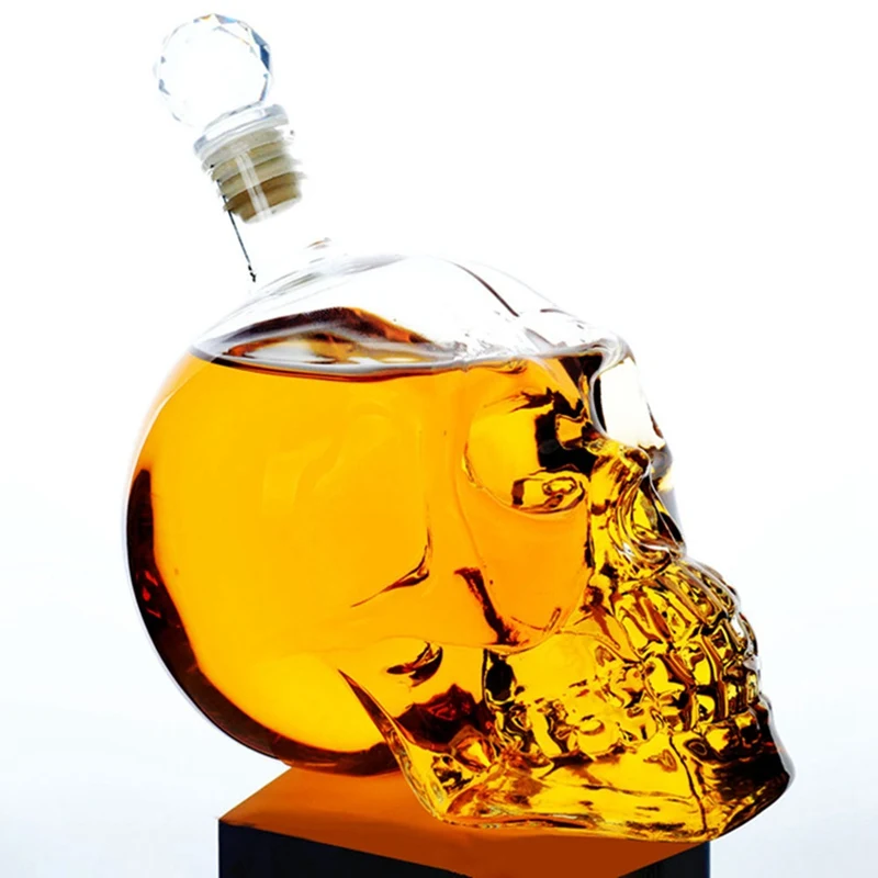 

1000ML Halloween Crystal Skull Head Bottle Whiskey Vodka Wine Decanter Bottle Beer Glass Spirits Cup Water Glass Bar Home