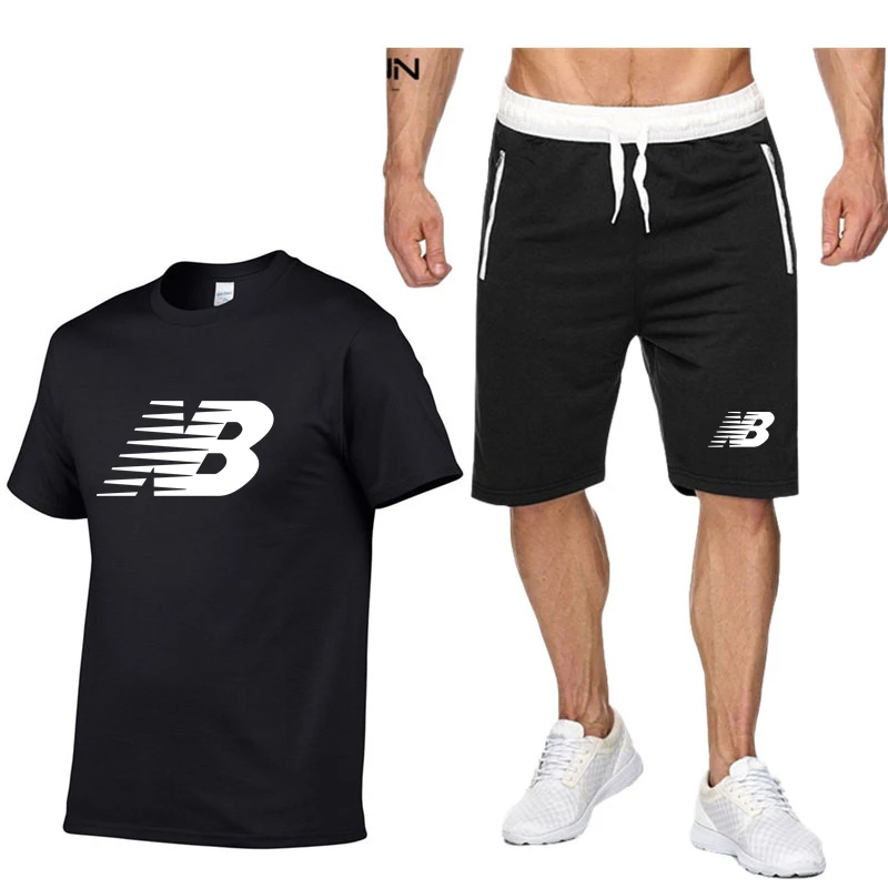 

Summer new fashion trend men's suit personalized fashion printing sports short-sleeved T-shirt + sports casual trousers suit