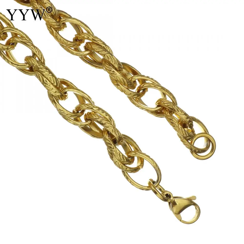 

10mm 23inch Stainless Steel Gold Rope Chain Necklace Statement Swag 316L Stainless Steel Twisted Necklace Chain
