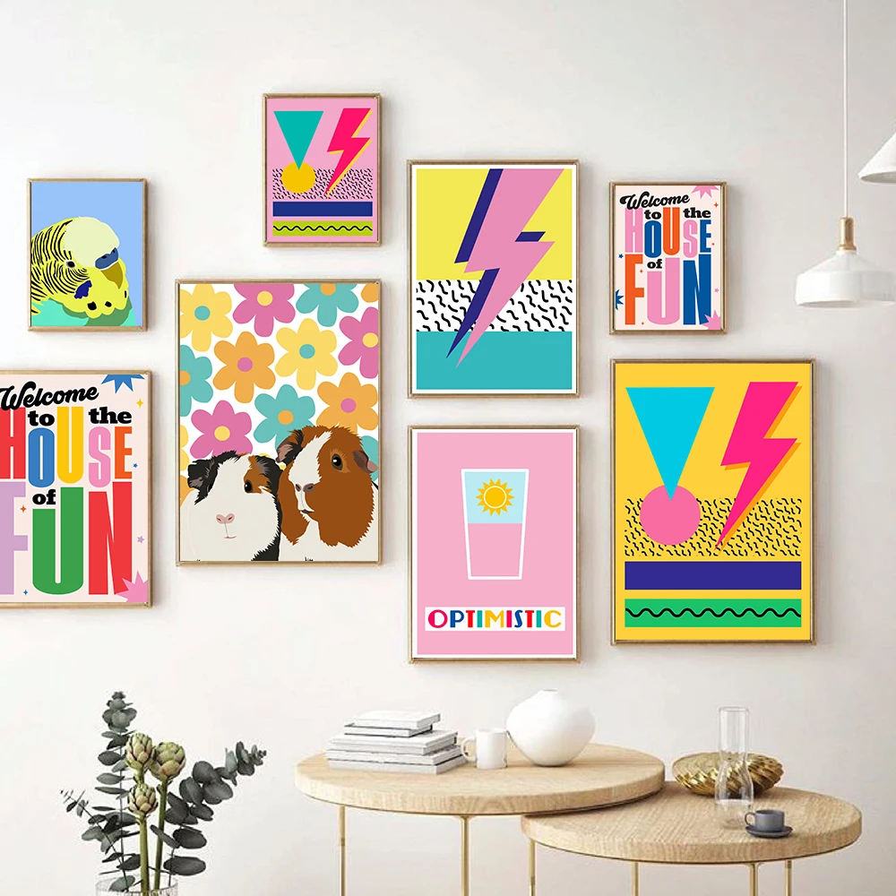 

Забавный дом красочные постеры печать семья ретро морская свинка Ностальгия Холст Картина фотография детской комнаты домашний декор