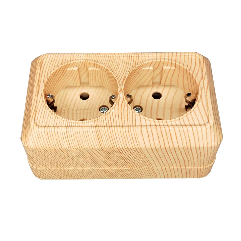 Двухкомпонентная розетка из древесины цветная Европейская настенная Schuko 250 в 16 А