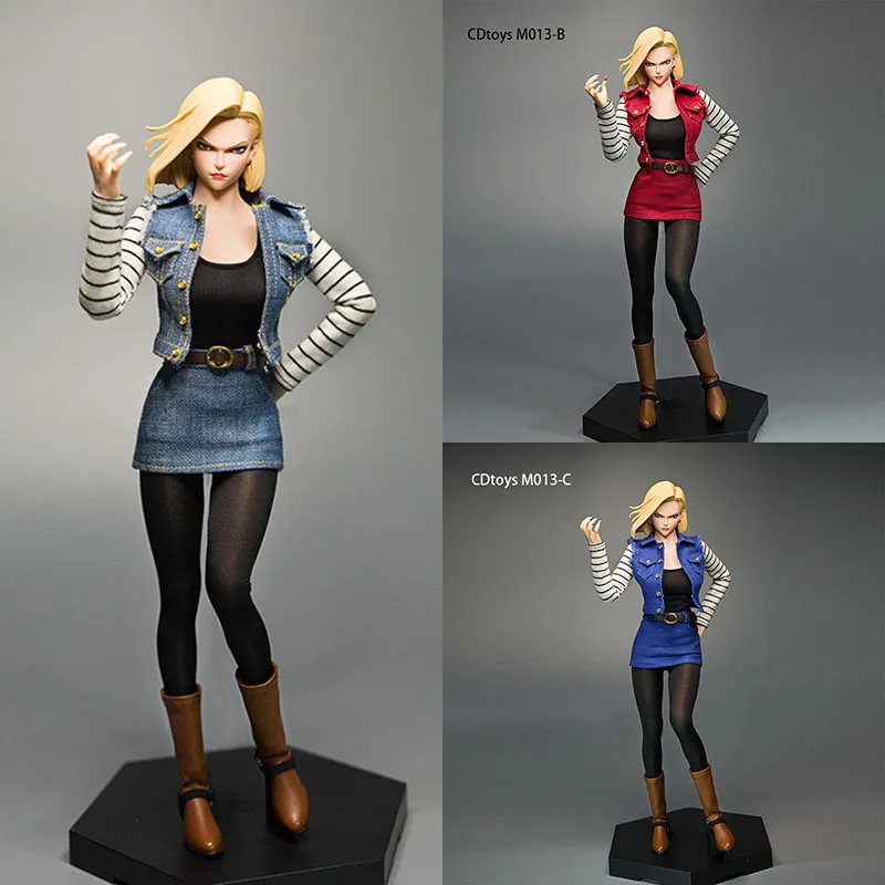 

cdtoys m013 1/6 Android 18 Vest Skirt Set Female Soldier Clothes Fit 12'' Action Figure Body Dolls