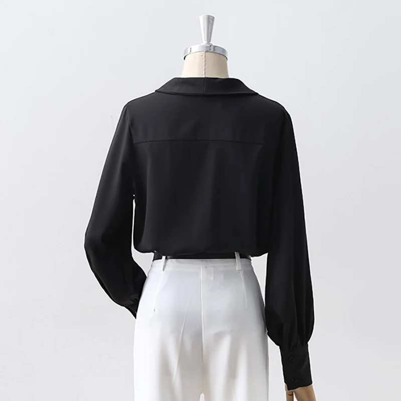 Casual Solid Female Shirts Outwear Tops 2019 Autumn New Women Chiffon Blouse Office Lady V-neck Button Loose Clothing |