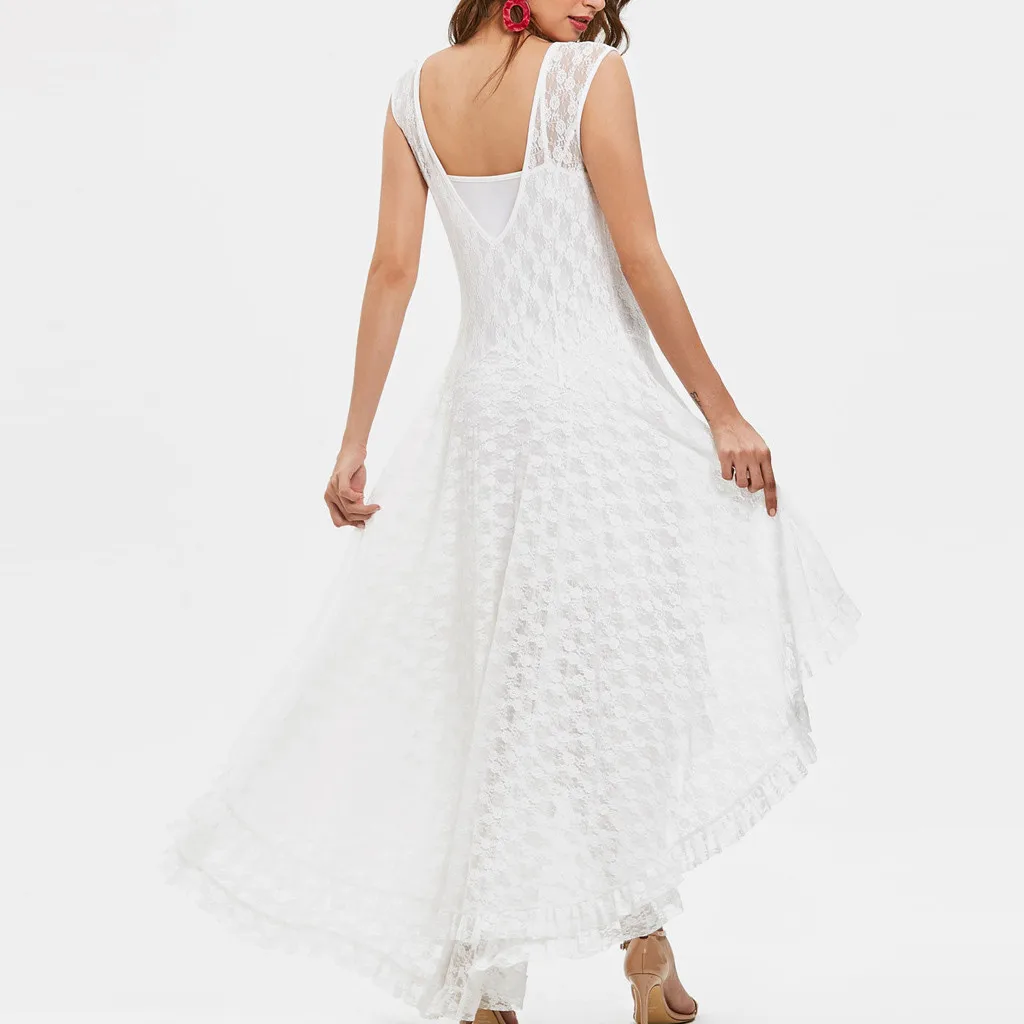 Весенне летние платья с высоким низким подъемом без рукавов элегантные тонкие