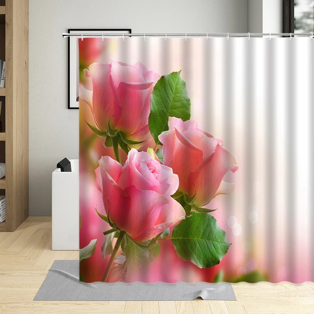 Занавеска для душа с розовыми цветами в форме сердца цветочные лепестки подарок