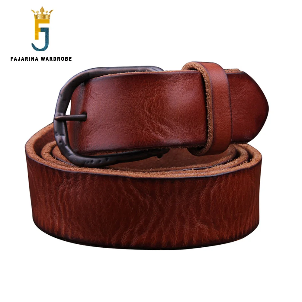 FAJARINA Top Quality 100% Solid Cow Skin Belt Men‘s Retro Cowhide Leather Pin Buckle Metal Belts Men Jeans 3.8cm Width N17FJ914