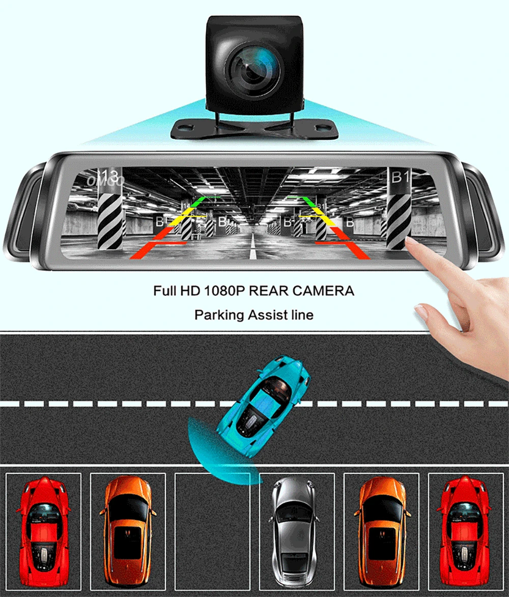 M27 Dash Cam двойной видеорегистратор для автомобиля зеркало поток зеркало заднего вида Dash камера Автомобильная камера Привод рекордер 10 дюймов ips 2.5D сенсорный экран