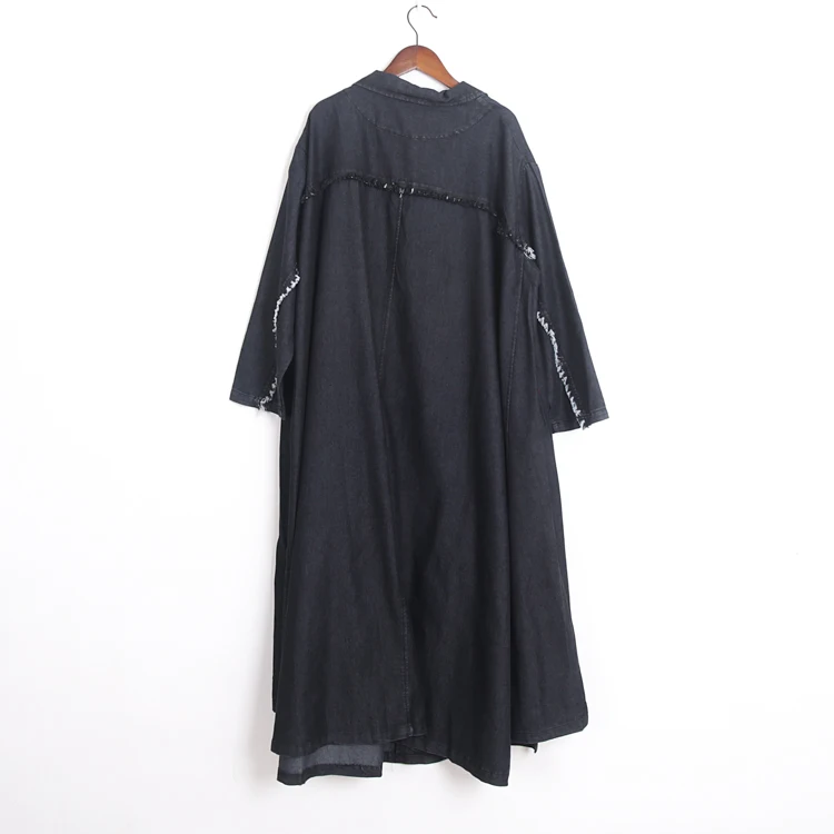 Новое Женское джинсовое пальто свободного покроя длинное из джинсовой ткани