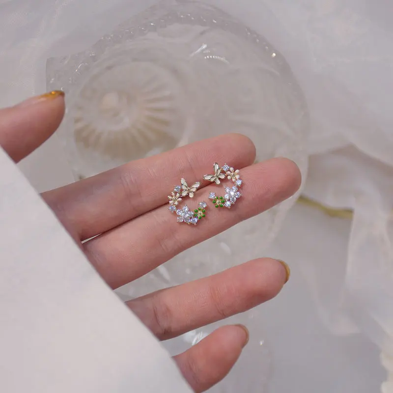 

Fashion Shiny Butterfly Flower Earring for Women Pink Green Charms Ear Ring Ear Drop Party Wedding Ear Clip Ear Bin Jewelry Gift