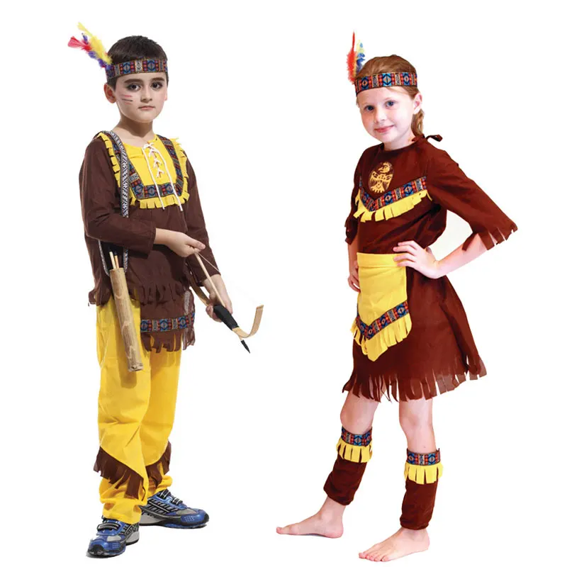 

Umorden Halloween Kids Child Indian Prince Princess Hunter Huntress Costume for Boys Girls Purim Party Mardi Gras Fancy Dress