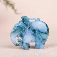 natural blue and white hand carved elephant jade pendant fashion boutique jewelry for men and women auspicious wishful necklace