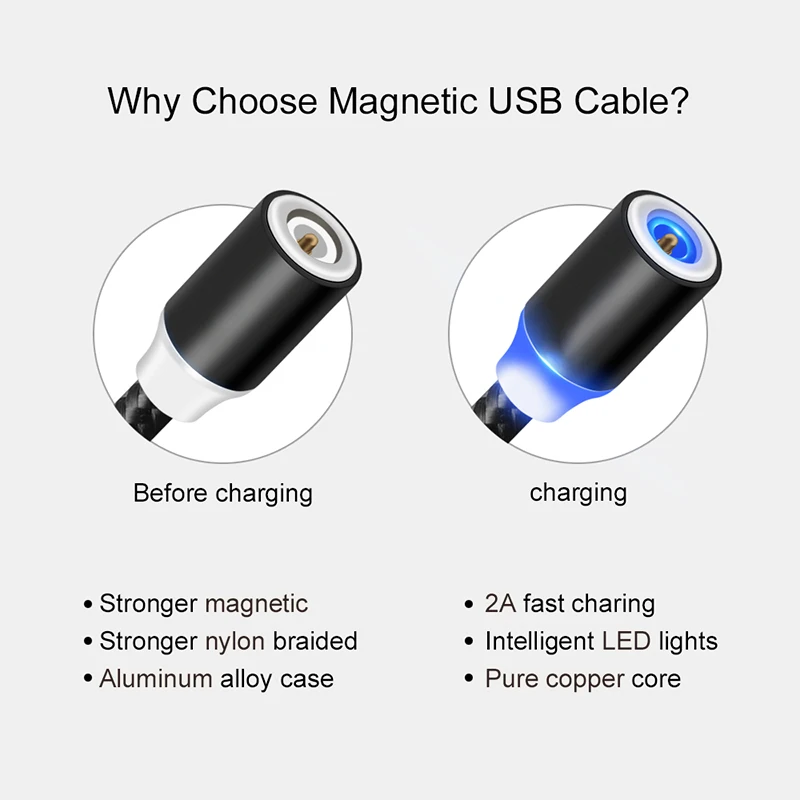 Круглый Магнитный кабель штекер 8 Pin Type C Micro USB штекеры для быстрой зарядки