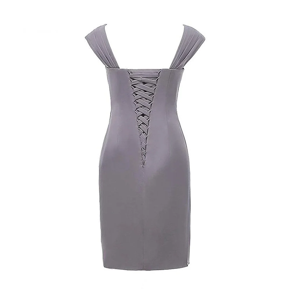 Шифоновое до колена для мамы невесты платья с курткой Короткие вечерние