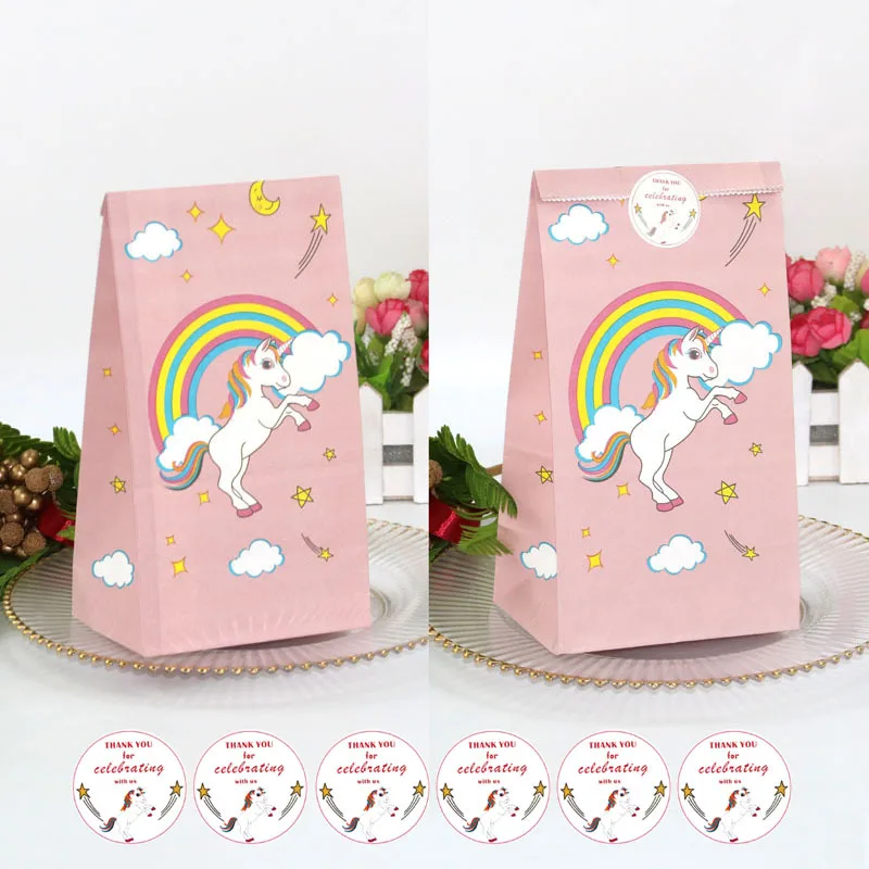 

12pcs Unicorn Party Paper Candy Gift Bags Cookie Popcorn Box 1st Kids Unicorn Birthday Party Decoration Baby Shower Supplies