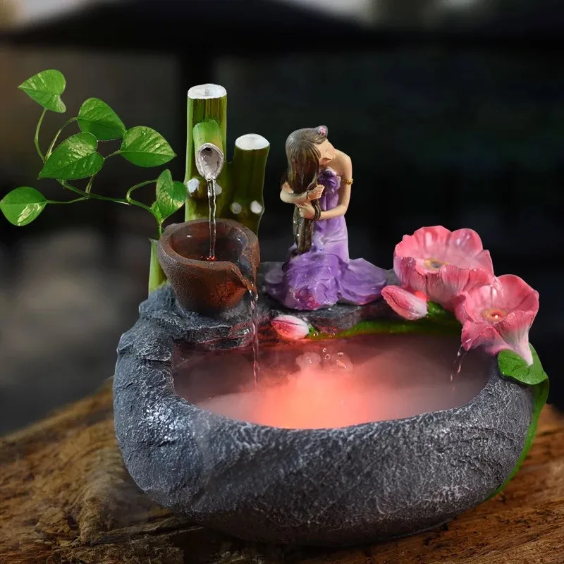 Фигурка сказочного фонтана из смолы поделки свадебный подарок комнатный водный