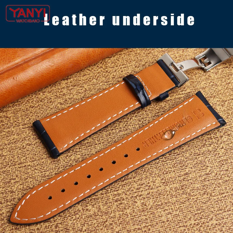 Top layer cowhide Genuine Leather bracelet 19 21mm 22mm dark blue watch strap for Longines L29094920 watchband wristwatches band