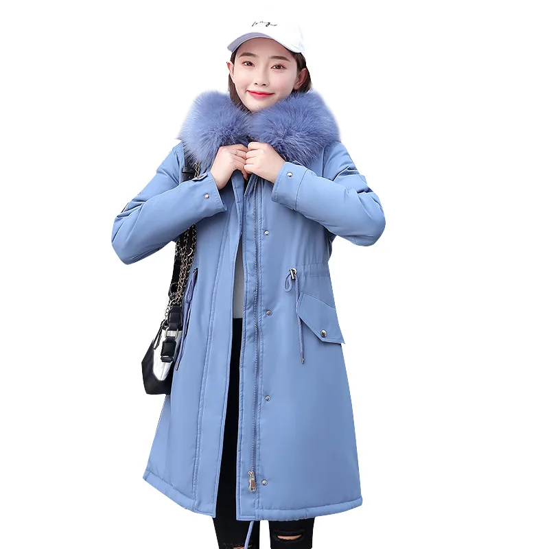 

-15 Degree No Fear Women's Big Fur Hooded Fluffy Parkas Coat Female Thick Warm Fleece Down Cotton Jackets Wool Liner Outerwear
