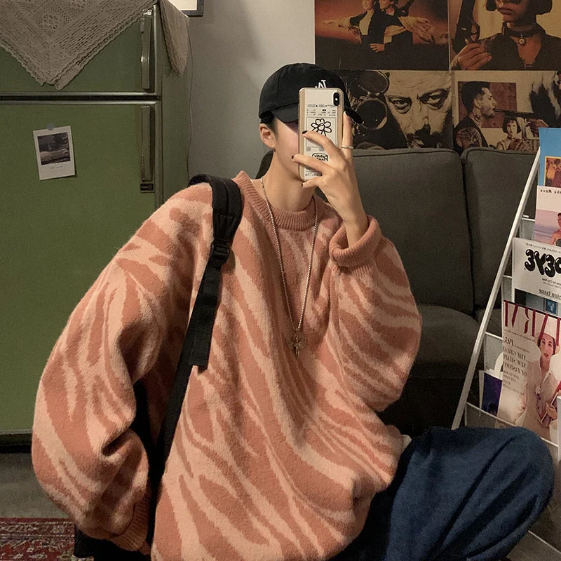 Мужской осенне-зимний свитер с круглым вырезом мужской свободный Модный