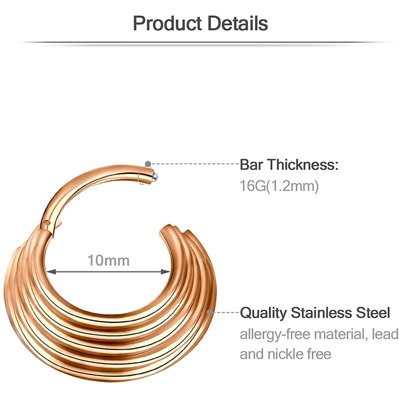 

16G Septum Clicker Nose Rings Hoop Cartilage Tragus Septum Ring Body Piercing Jewelry Nose Piercing Fake Piercing Oreja Pircing