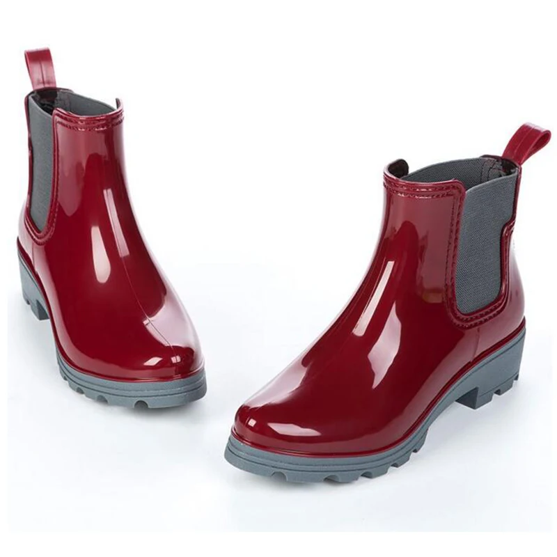 Женские резиновые ботинки на резиновой подошве черные/красные/синие мартинсы