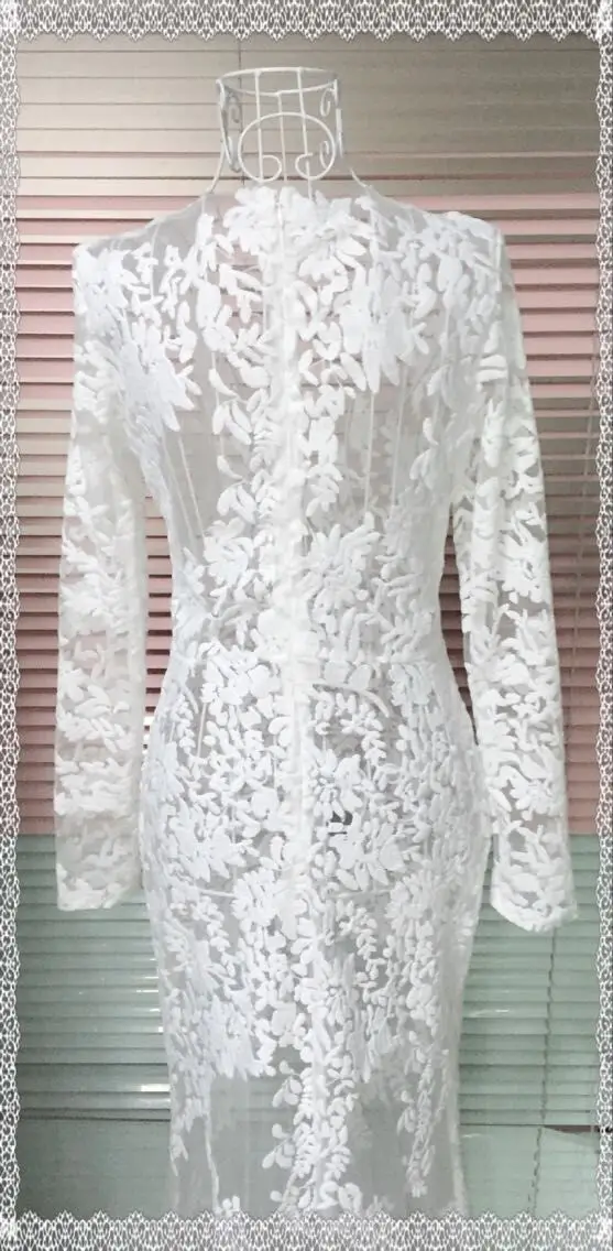 Сексуальное Белое длинное кружевное платье прозрачное Сетчатое Макси длиной до