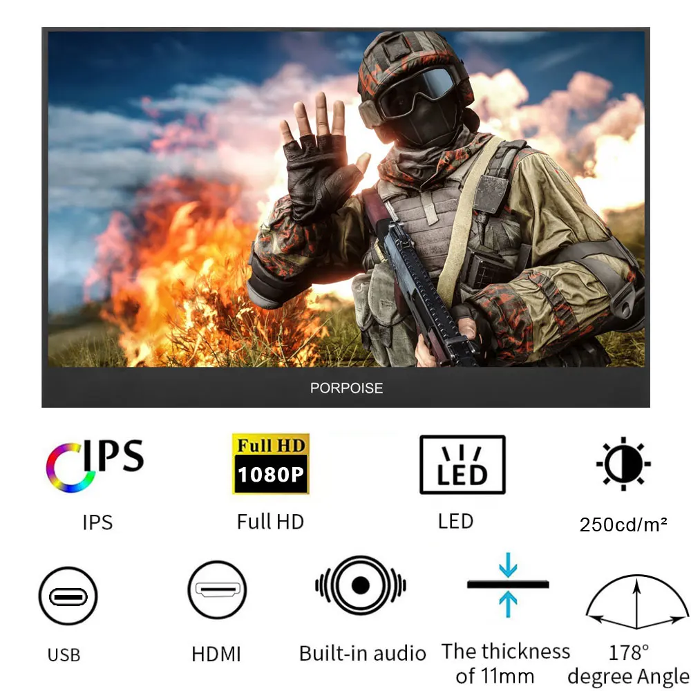 Портативный компьютерный монитор ПК 17 3 дюйма 120 Гц 144 1920x1080 HDMI 1080P IPS WLED экран для