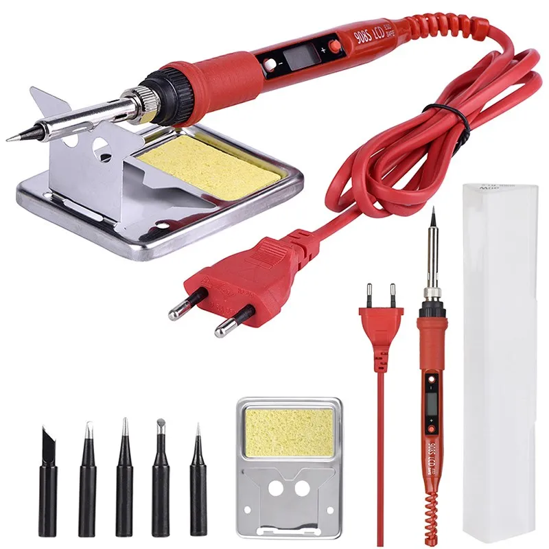 

220V 80W LCD Electric Welding Soldering Iron Adjustable Temperature Solder Iron With Soldering Iron Tips Wmore Ceramics Heating