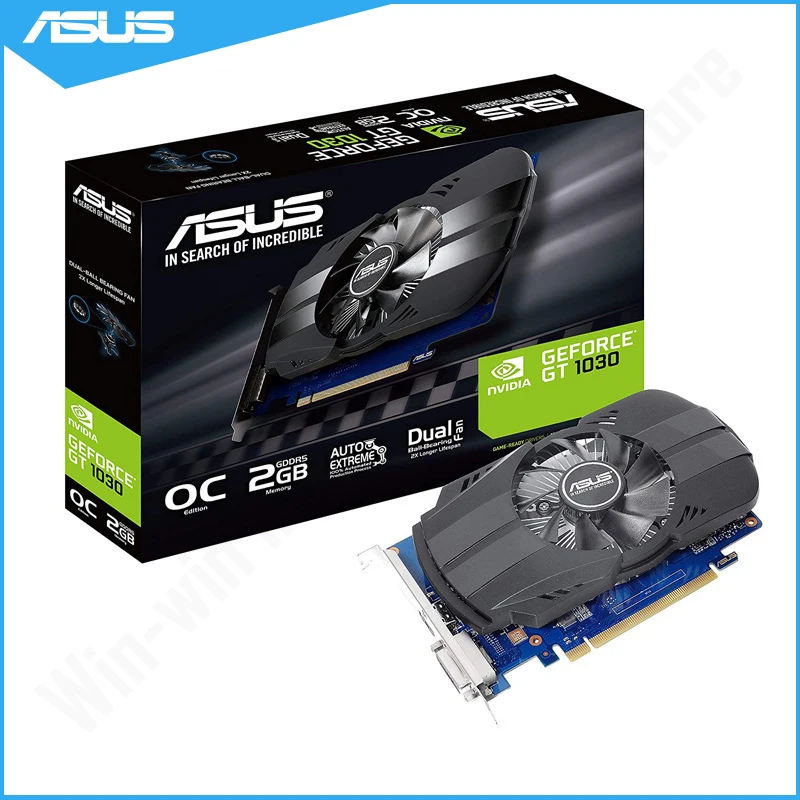 Видеокарта Asus PH-GT1030-O2G GeForce GT 1030 2 Гб Phoenix Fan OC Edition HDMI-совместимая видеокарта DVI |