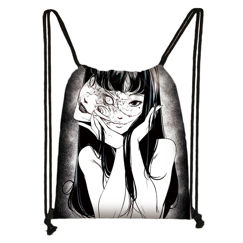 skdmanga06 Horror manga drawstring сумка Junji Ito Женская и мужская сумка для хранения Jorogumo/slug девушка холщовый рюкзак дорожный рюкзак Подростковая сумка - Цвет: skdmanga06
