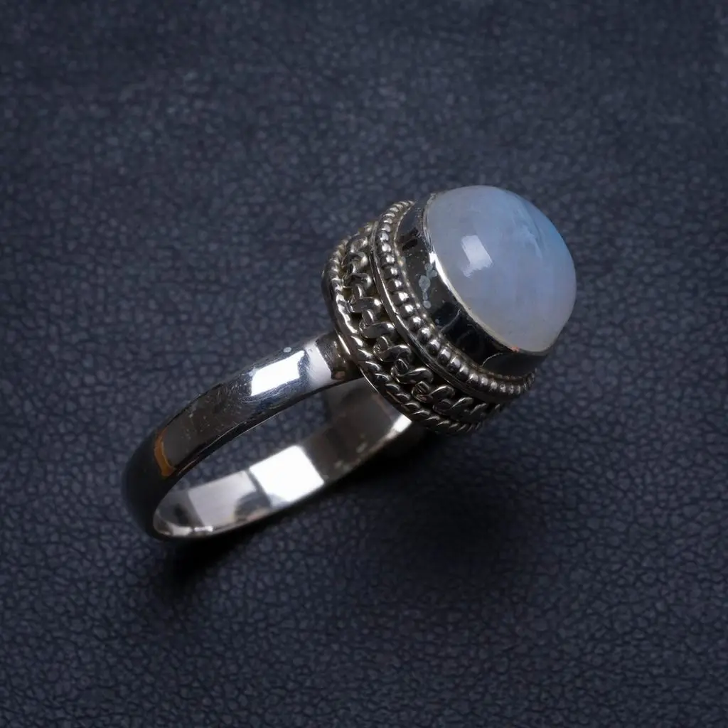 Натуральное лунное кольцо из стерлингового серебра 925 пробы ручной работы размер