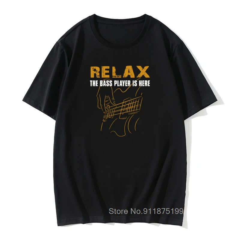 

Men T-Shirts for Men Bass PlayerRelax The Bass Player Is Here Acoustic Electric Guitars Music Man Short Tees Man T Shirt