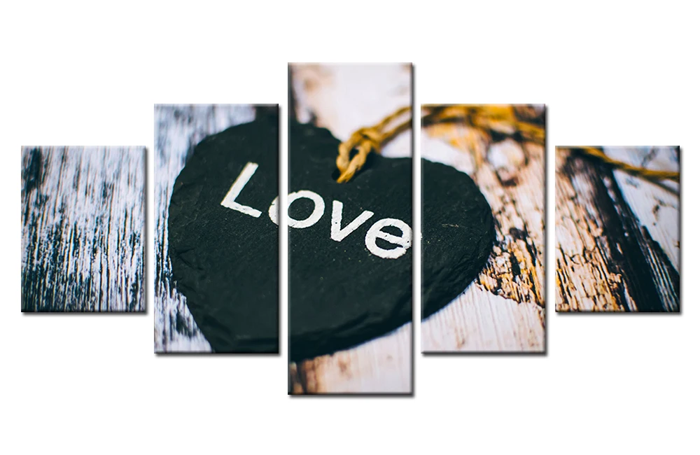 

HD Print Canvas Paintings 5 Pieces Modern Home Decor Modular Love Heat Shape Pictures For Living Room Wall Art Posters