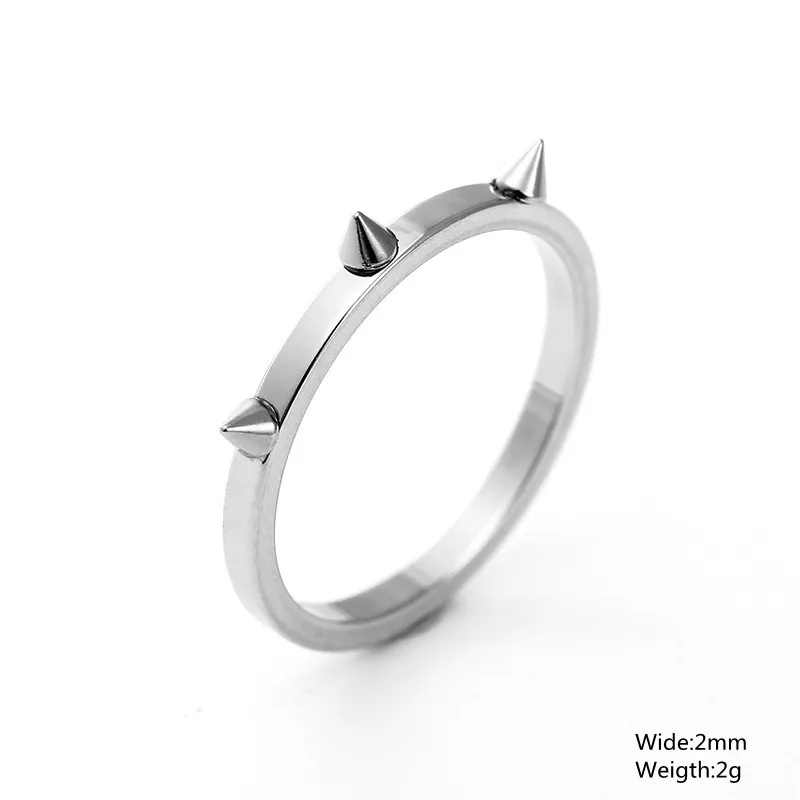 

2mm Thin Titanium Steel Rings for Women Cone Anti-pervert Rings Party Holiday Daily Jewelry Wholesale
