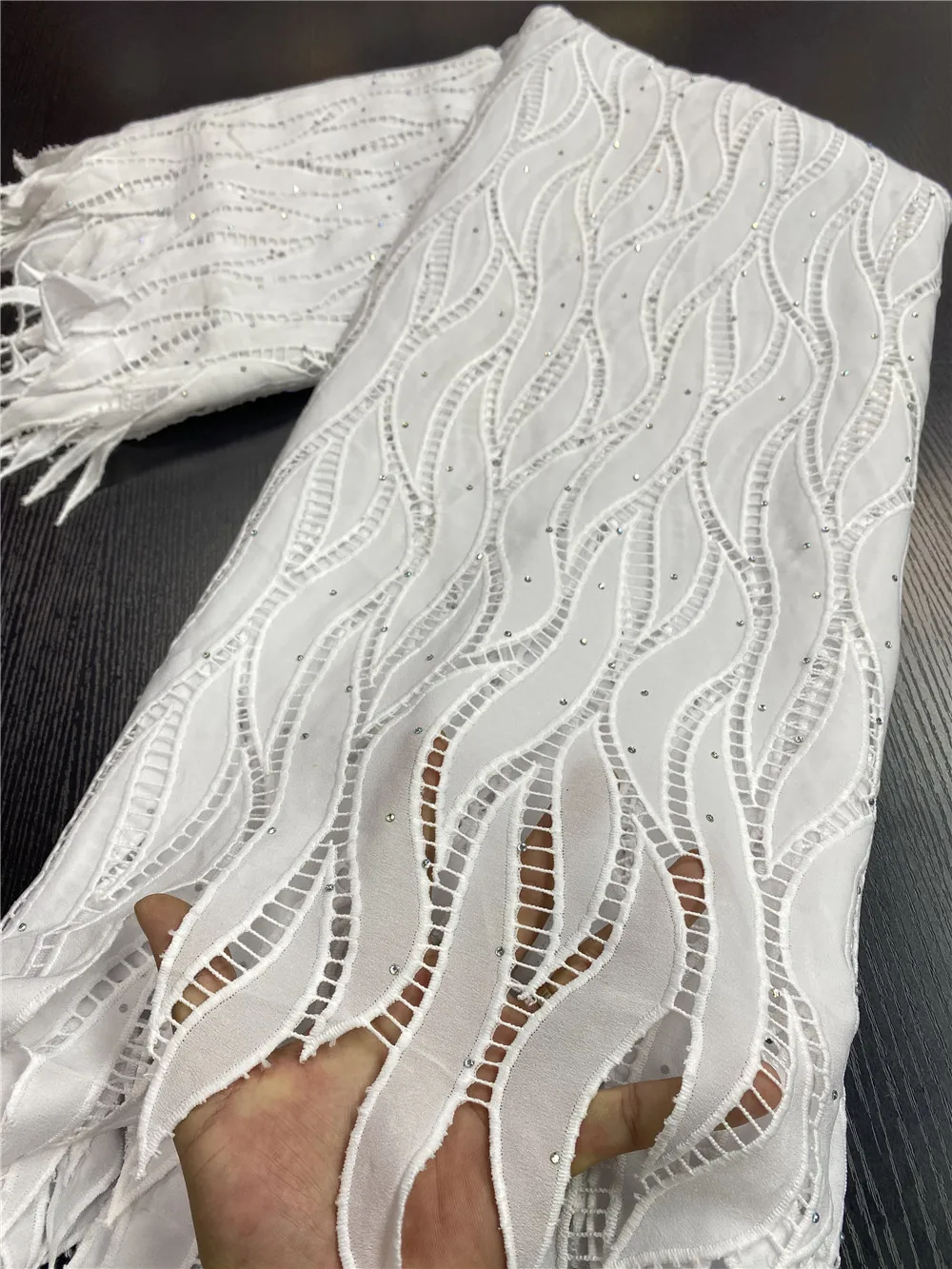 Чистый белый африканский гипюр кружевная ткань вышивка нигерийский