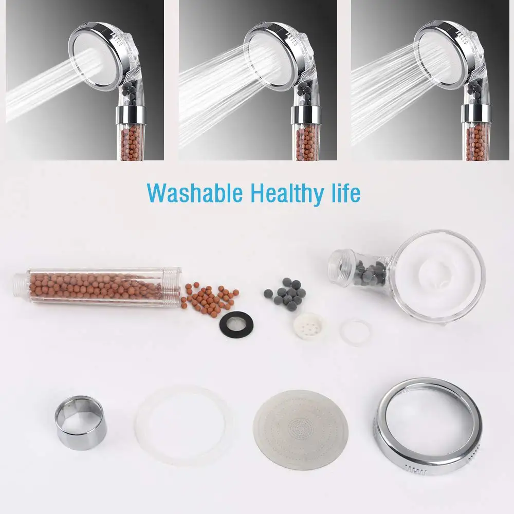 shower head 3 modes bathroom shower adjustable jetting shower head saving water high pressure anion filter shower spa free global shipping