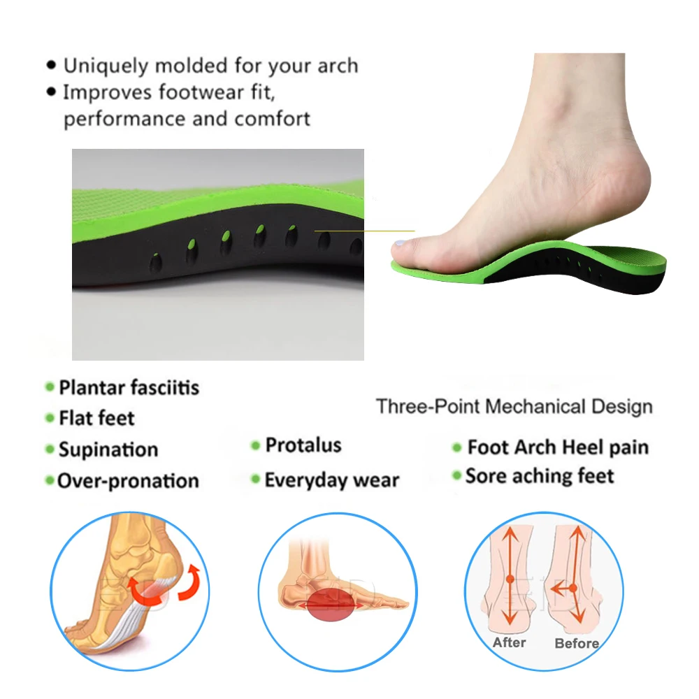 Ортопедические стельки из ПУ кожи коррекция плоскостопия и искривления ноги