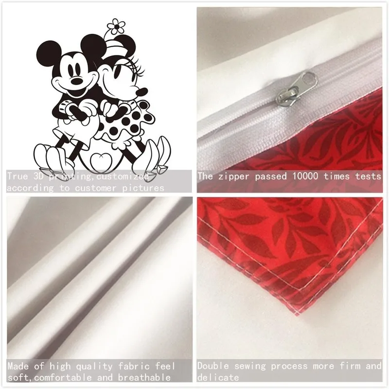 

Disney Cartoon Mickey Minnie Bedding Set Lovely Couple Queen King Size Bedding Set Children Duvet Cover Pillow Cases